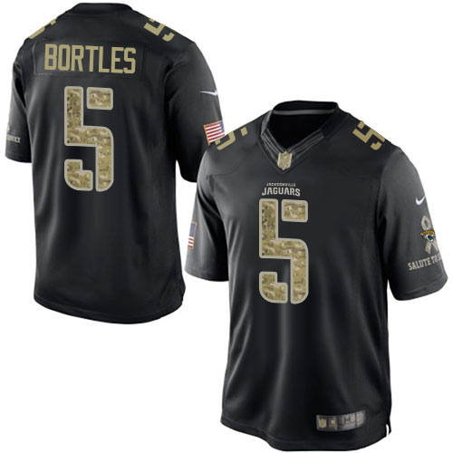 Men's Elite Blake Bortles Nike Jersey Black - #5 Salute to Service NFL Jacksonville Jaguars